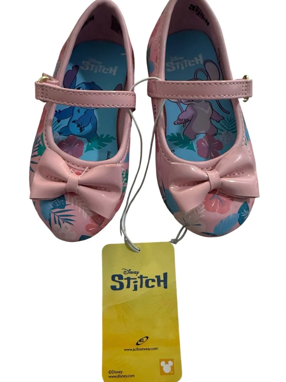 NWT Disney Pink Stitch Mary Jane Flats with Bow size 6T (toddler)